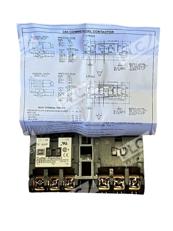 Eaton Cutler-Hammer C65DND330A /C1 Definite Purpose Reversing Contactor - Image 2