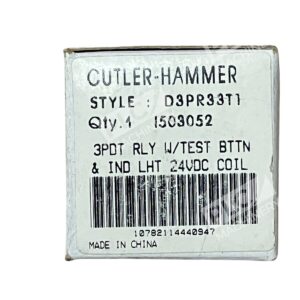 Cutler Hammer D3PR33T1 /A2 3PDT RLY W/TEST BTTN & IND LHT 24VDC Coil