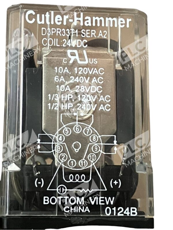 Cutler Hammer D3PR33T1 /A2 3PDT RLY W/TEST BTTN & IND LHT 24VDC Coil - Image 3