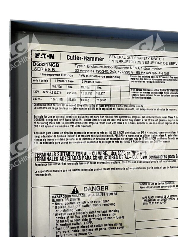 Eaton Cutler-Hammer DG321NGB /B General Duty Safety Switch - Image 4