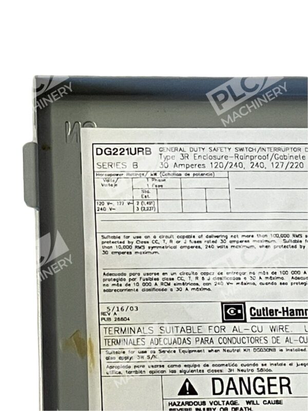 Cutler Hammer DG221URB /B General Duty Safety Switch - Image 3