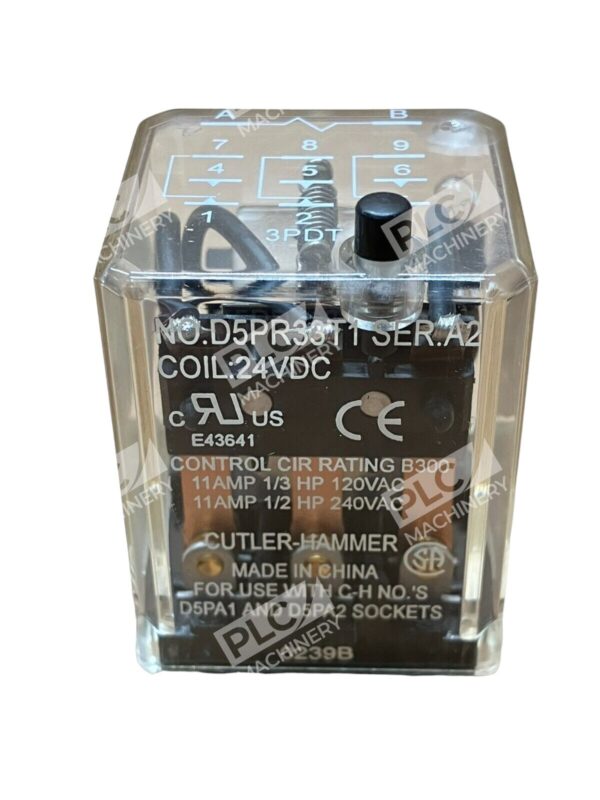Cutler Hammer D5PR33T1 A2 3Pdt Rly W/Test Button & Indicator Light - Image 2
