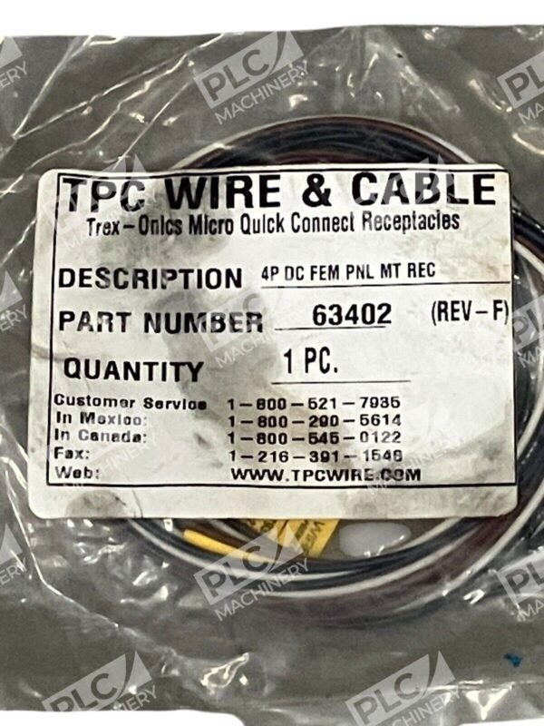 TPC Wire & Cable 4 Pole Female Quick Connect Receptacle 63402 Rev-F - Image 2