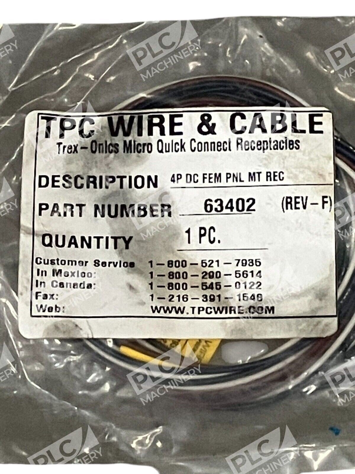 TPC Wire & Cable 4 Pole Female Quick Connect Receptacle 63402 Rev-F - Image 2