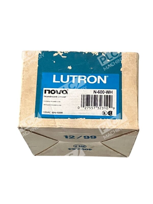 Lutron Nova 120VAC 60Hz 600W Incandescent Dimmer N-600-WH - Image 2