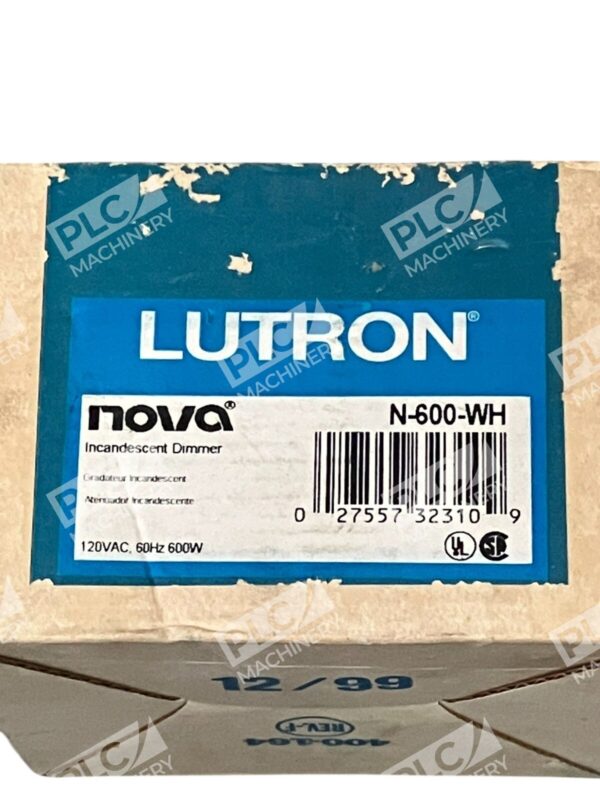 Lutron Nova 120VAC 60Hz 600W Incandescent Dimmer N-600-WH - Image 3