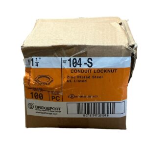 Bridgeport 104-S Conduit Locknut Zinc Plated Steel 1-1/4" (Box of 100)