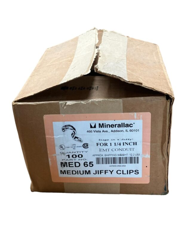 Minerallac MED 65 Medium Jiffy Clips 1-1/4" EMT Conduit (Box of 100)