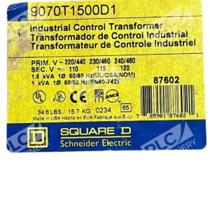 Square D 9070T1500D1 Industrial Control Transformer