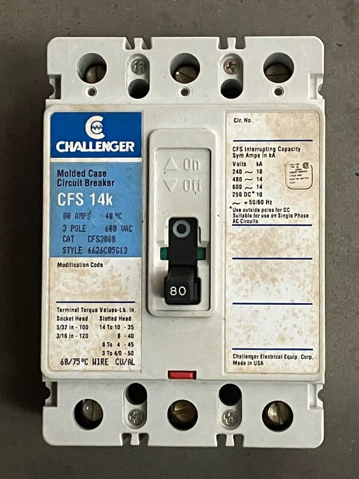 Challenger CFS 14k Molded Case Circuit Breaker - Image 2