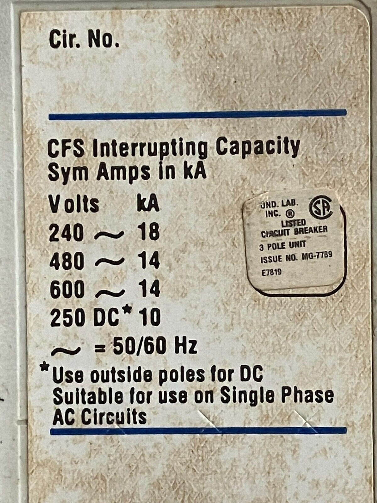 Challenger CFS 14k Molded Case Circuit Breaker - Image 8