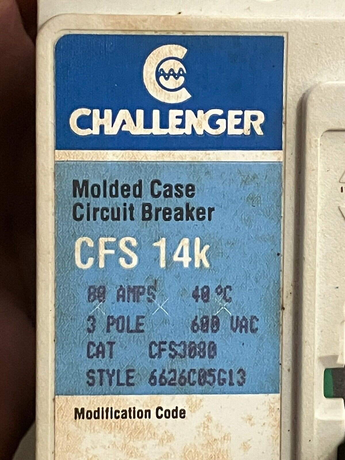 Challenger CFS 14k Molded Case Circuit Breaker - Image 10