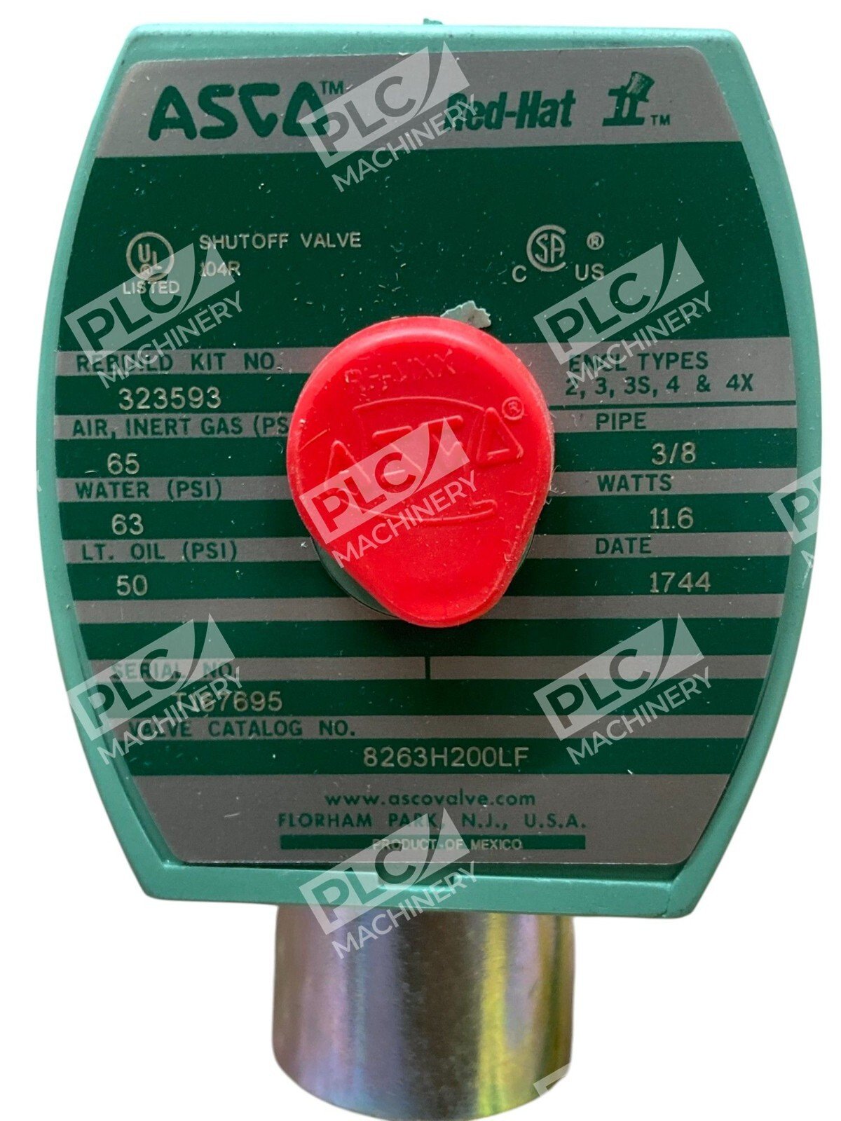 ASCO MX120 T167695 24/DC 3/8 2W Red Hat Valve 8263H200LF - Image 6