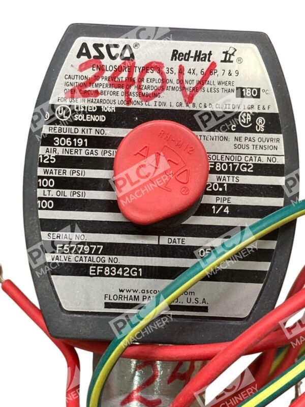 ASCO EF8342G001-240 240V Red Hat Solenoid Valve EF8342G1 - Image 4