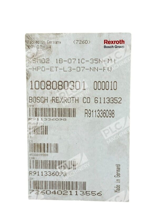 Rexroth Bosch Group R911336098 KSM02.1B-071C-35N-M1-HP0-ET-L3-D7-NN-FW Servo - Image 3
