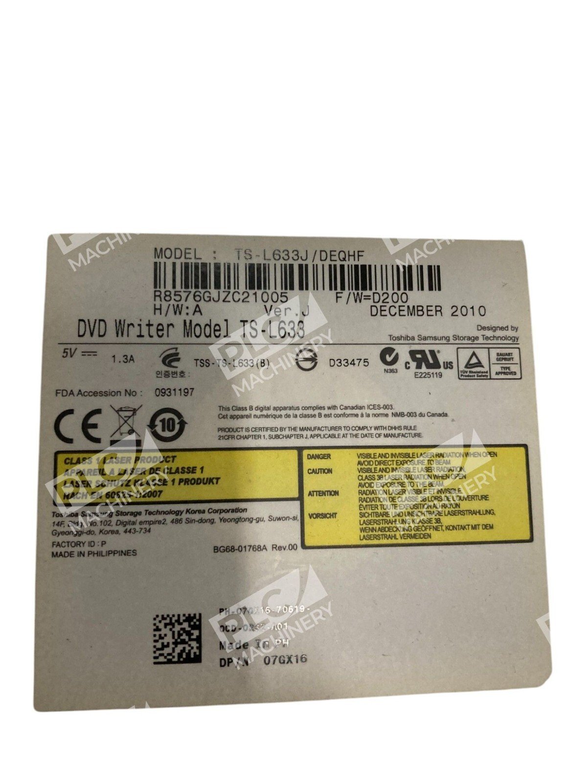 Dell TS-L633 R8576GJZC21005 DVD Writer Model TS-L633J/DEQHF - Image 2