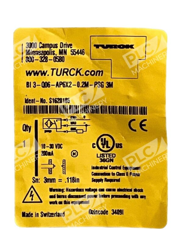 Turck BI 3-Q06-AP6X2-0.2M-PSG 3M Inductive Sensor - Image 2