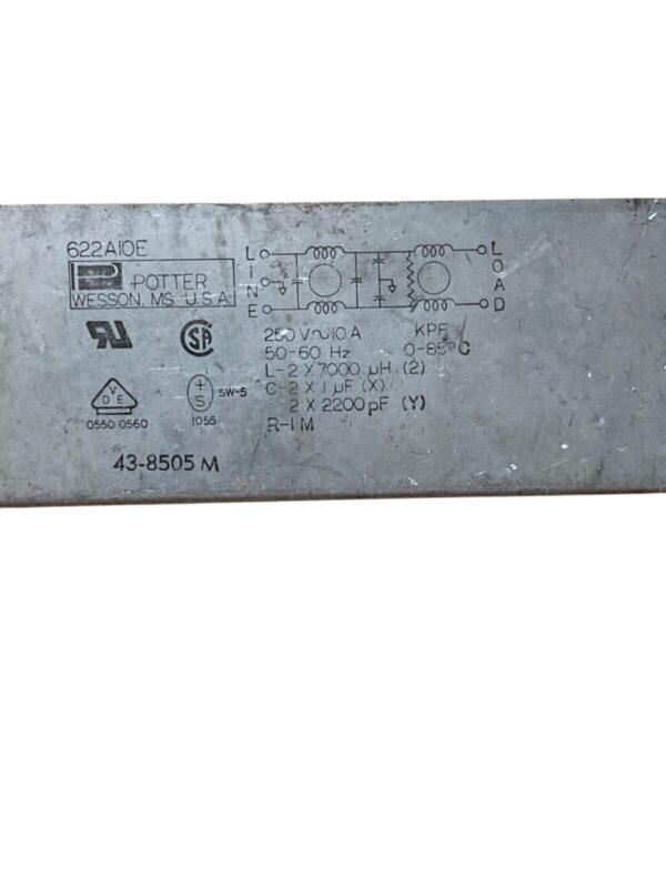 Potter 43-8505M 250V 10A EMI Electromagnetic Interference Filter 622A10E