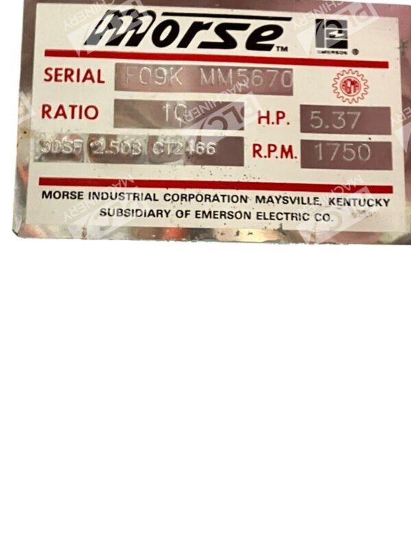 Morse 30SF 2.50B CT2466 10:1 5.37HP 1750RPM Gear Reducer - Image 3