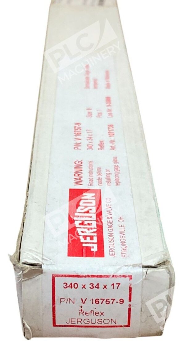 Jerguson Gage & Valve 340x34x17 9-35906 Gauge Glass V16757-9