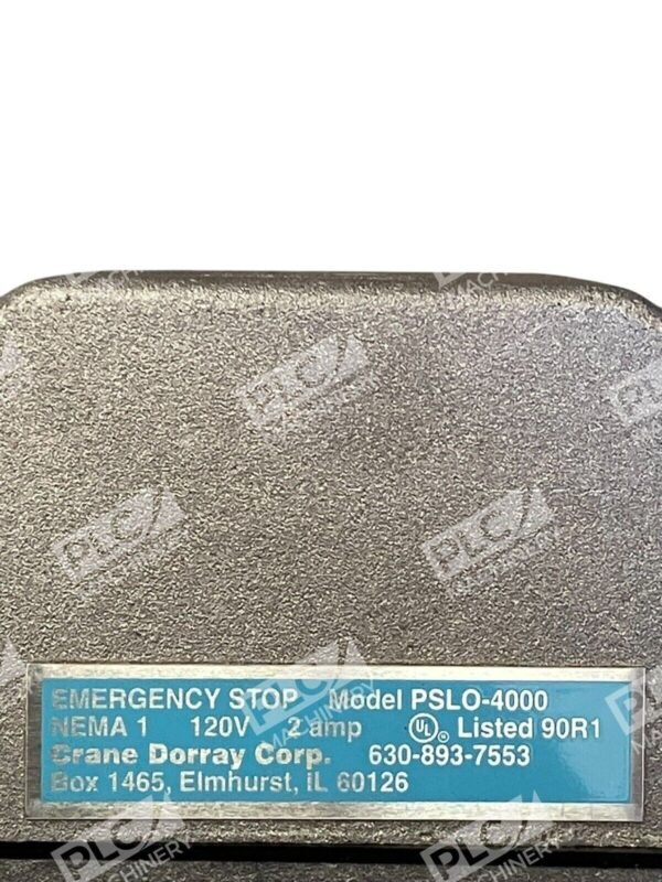 Crane Dorray 120V 2A Nema1 Emergency Stop Safety Pull Switch PSLO-4000 - Image 2
