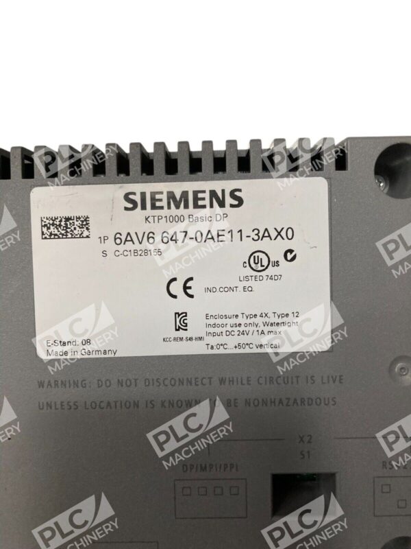 Siemens Touch Simatic Panel KTP1000 Basic DP 6AV6 647-0AE11-3AX0 - Image 2