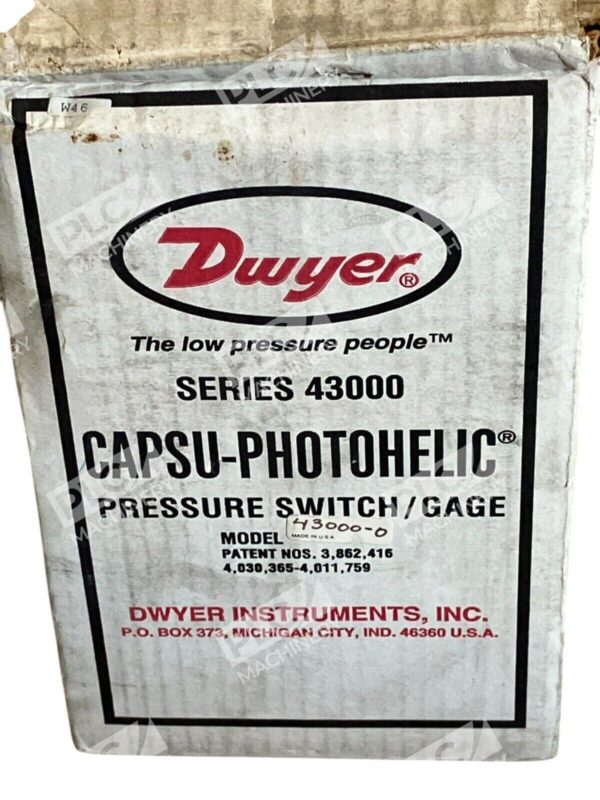 Dwyer Instruments Capsu-Photohelic Pressure Switch Gage Model 43000-0