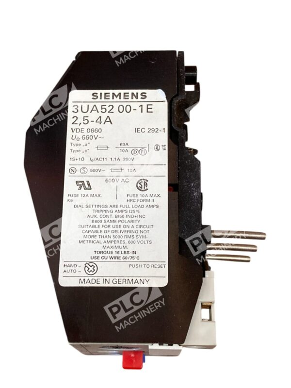 Siemens 2.5-4A Overload Relay 3UA52 00-1E - Image 3