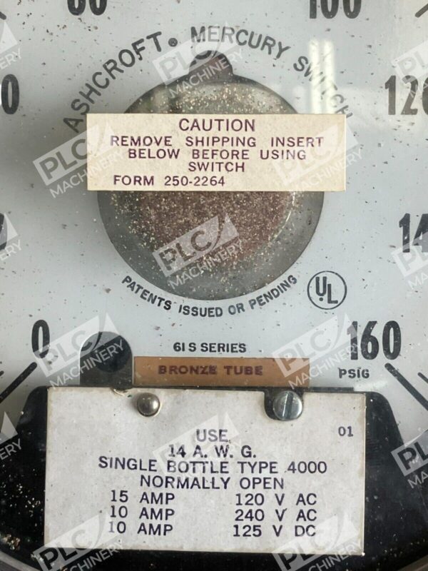 Ashcroft Mercury Switch 250-2264 Bronze Tube 0-160PSIG 6I S Series - Image 4