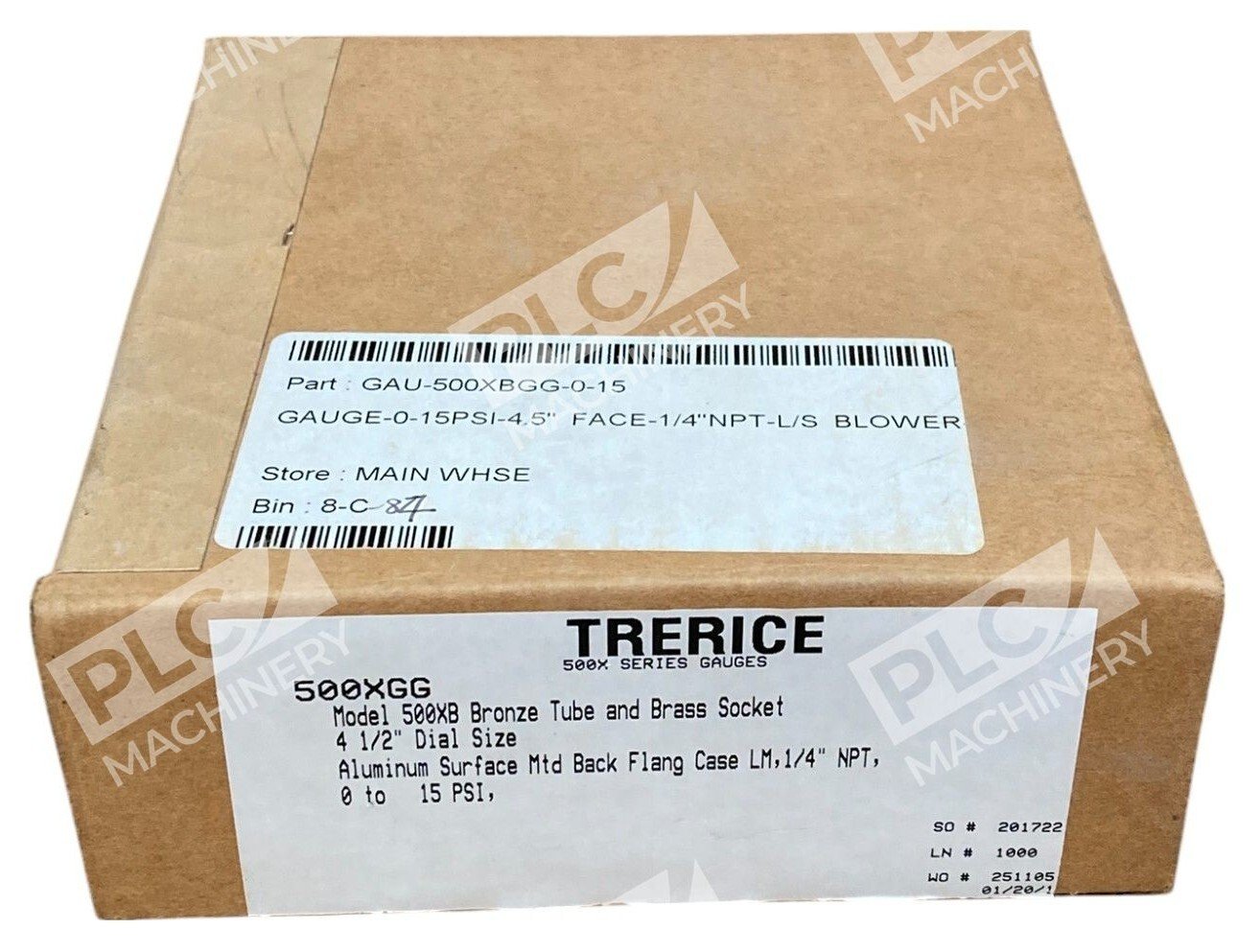 Trerice 500XBGG 4-1/2" 1/4NPT 0-15PSI Pressure Gauge 500XGG