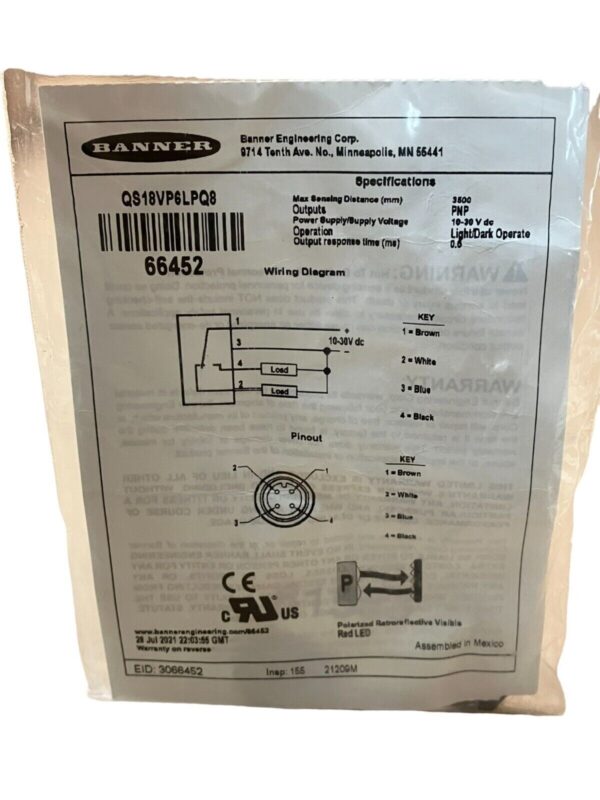 Banner QS18VP6LPQ Photoelectric Sensor 66452 - Image 2