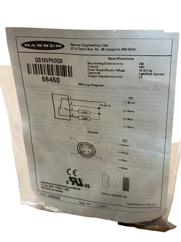 Banner QS18VP6DQ8 Photoelectric Sensor 66460 - Image 2