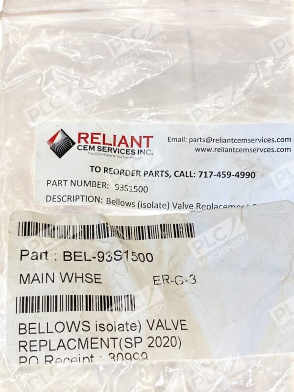 Reliant CEM Services Bellows Isolate Valve Replacement 93S1500 - Image 4