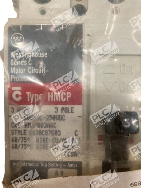 Westinghouse 3 Pole 3A Motor Circuit Protector Series C HMCP003A0C - Image 3