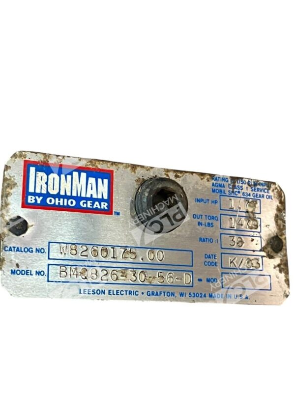Ohio Gear Leeson Electric W8260175.00 30:1 Ironman Reducer BMQ826-30-56-D - Image 3