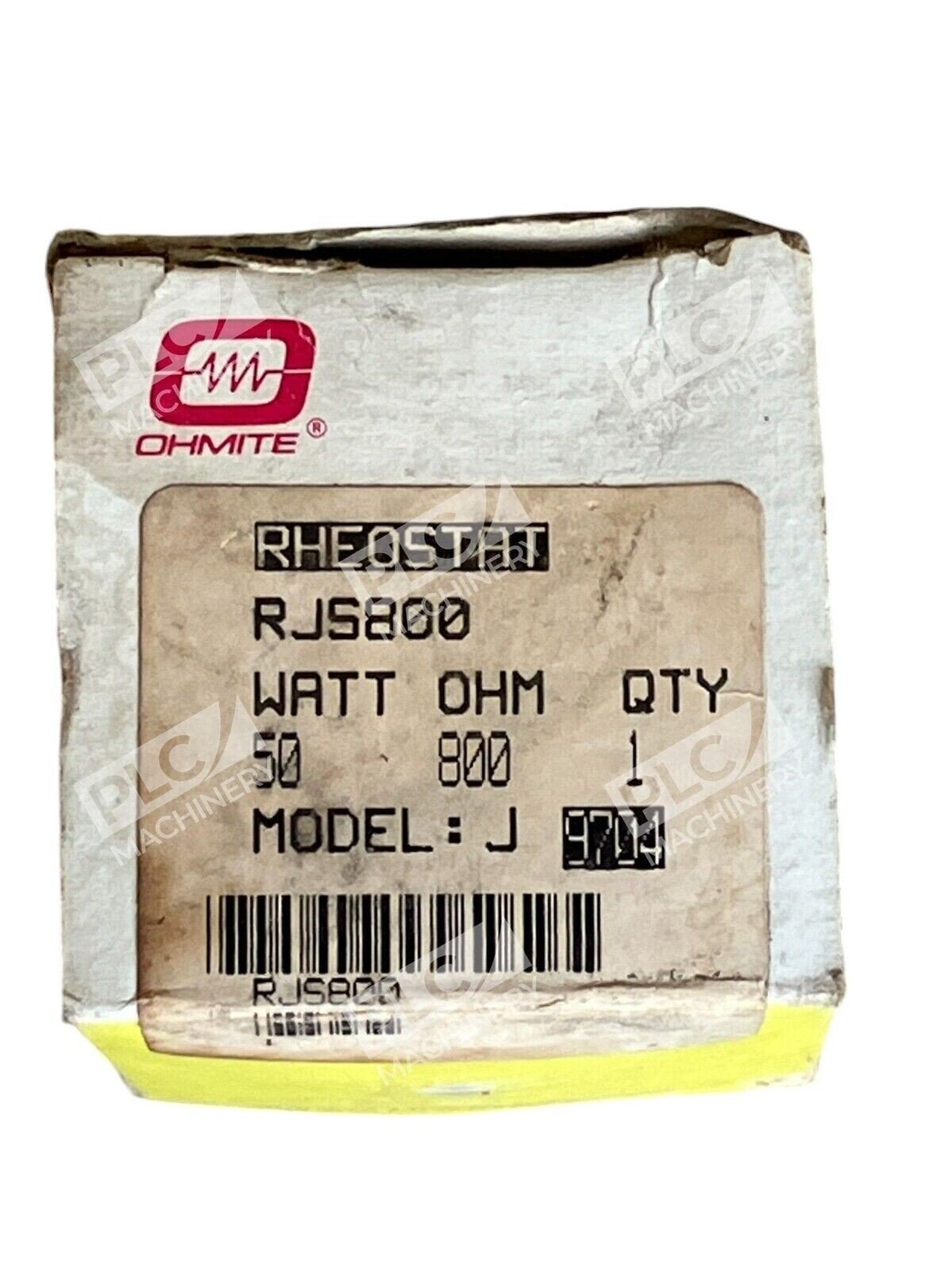 Ohmite Rheostat 50W 800Ohm Model J RJS800