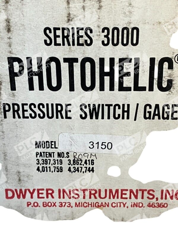 Dwyer Instruments Series 3000 Photohelic Pressure Switch Gauge Model 3150 NIB - Image 3