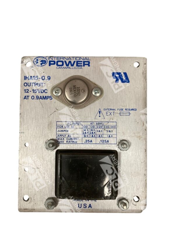 International Power 12-15VDC At 0.9A Power Supply IHA15-0.9