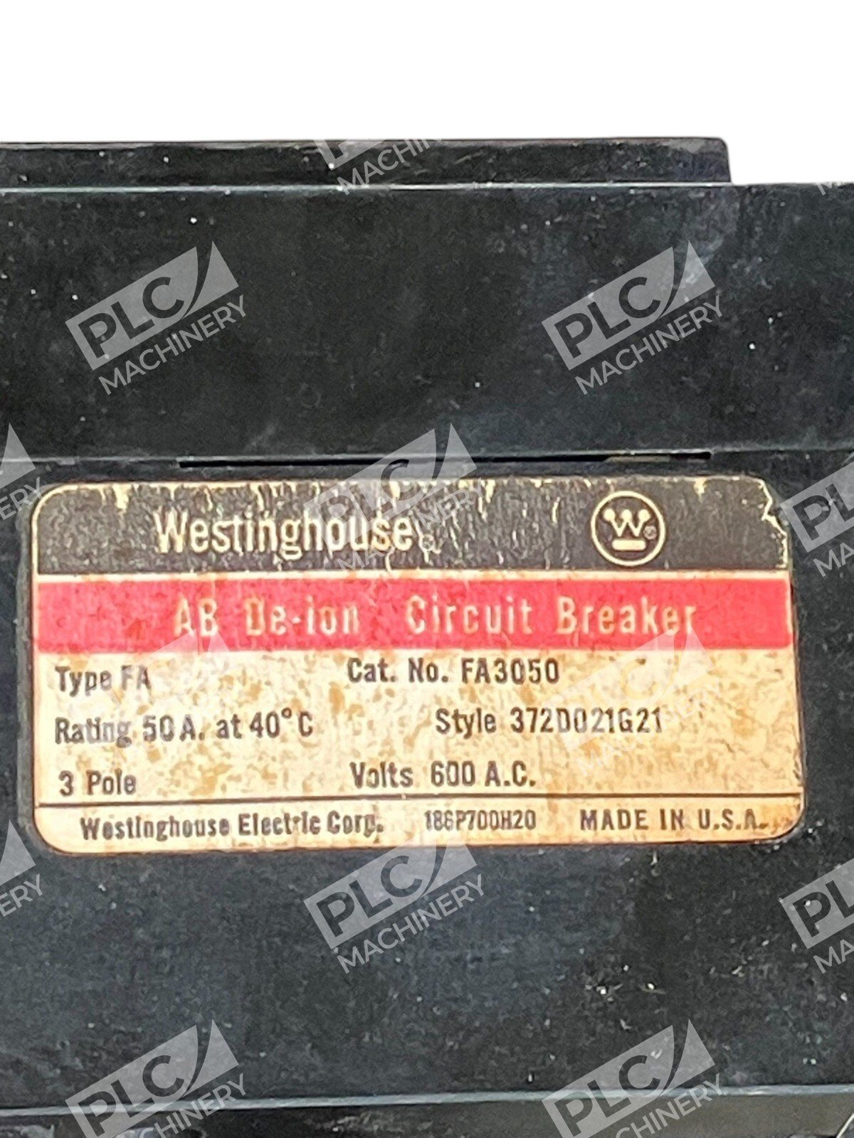 Westinghouse 600VAC 3 Pole 50A AB De-ion Circuit Breaker FA3050 - Image 3
