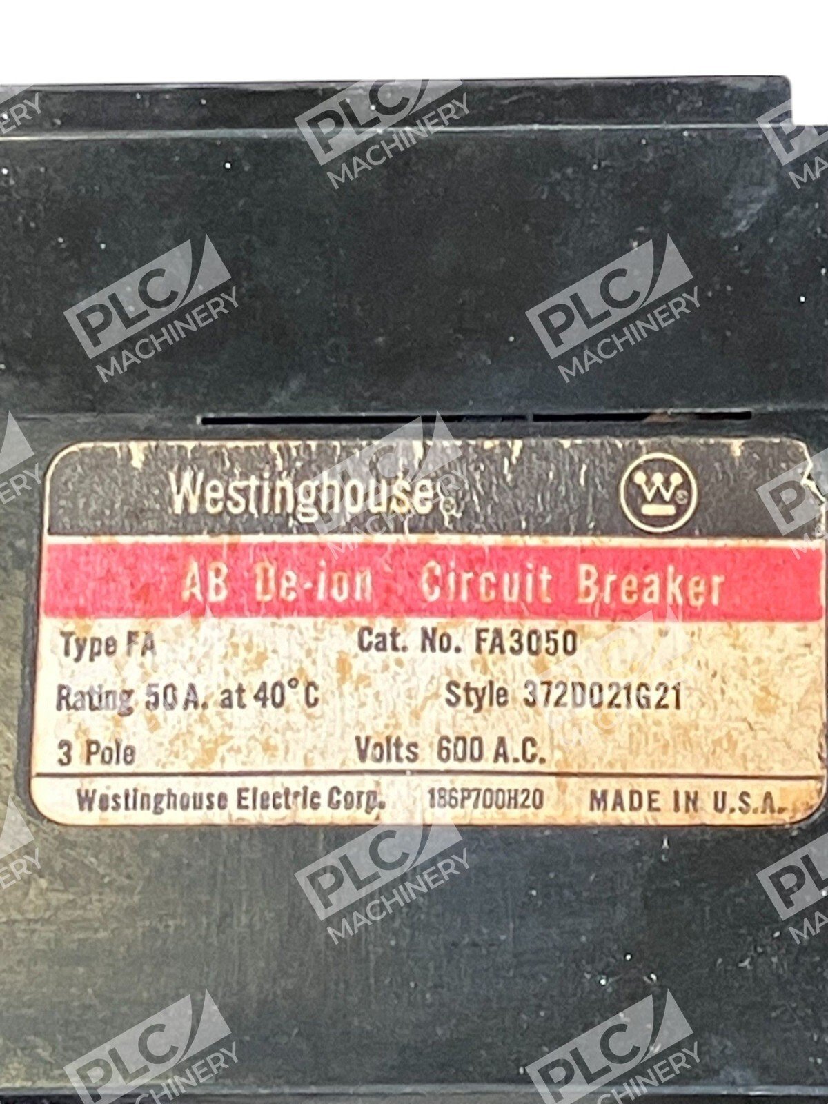 Westinghouse 600VAC 3 Pole 50A AB De-ion Circuit Breaker FA3050 - Image 4