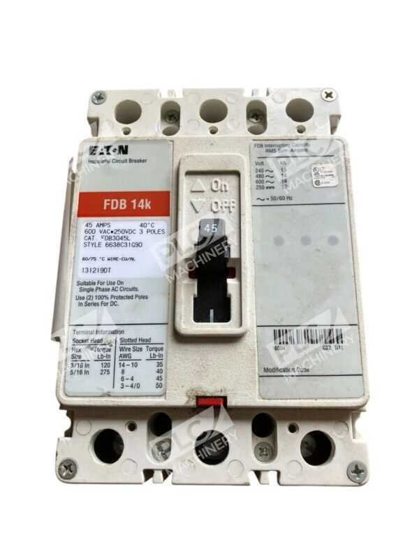 Eaton FDB3045L 45A 600VAC 250VDC 3 Poles