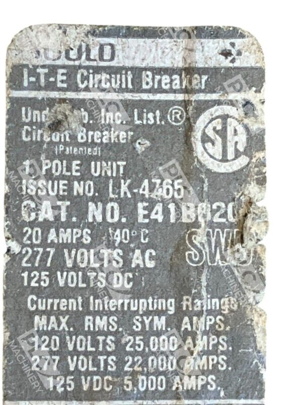 Gould I-T-E Circuit Breaker 20A E41B020 - Image 3