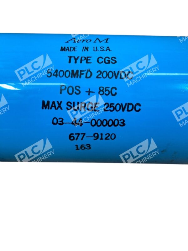 Aero M 03-44-000003 Type CGS 5400MFD 200VDC 250VDC Capacitor 677-9120 - Image 4