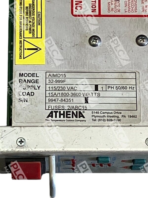 Athena 32-999F 115/230VAC 1PH 50/60Hz 15A/1800-3600W Zone Control Module AIMD15 - Image 2