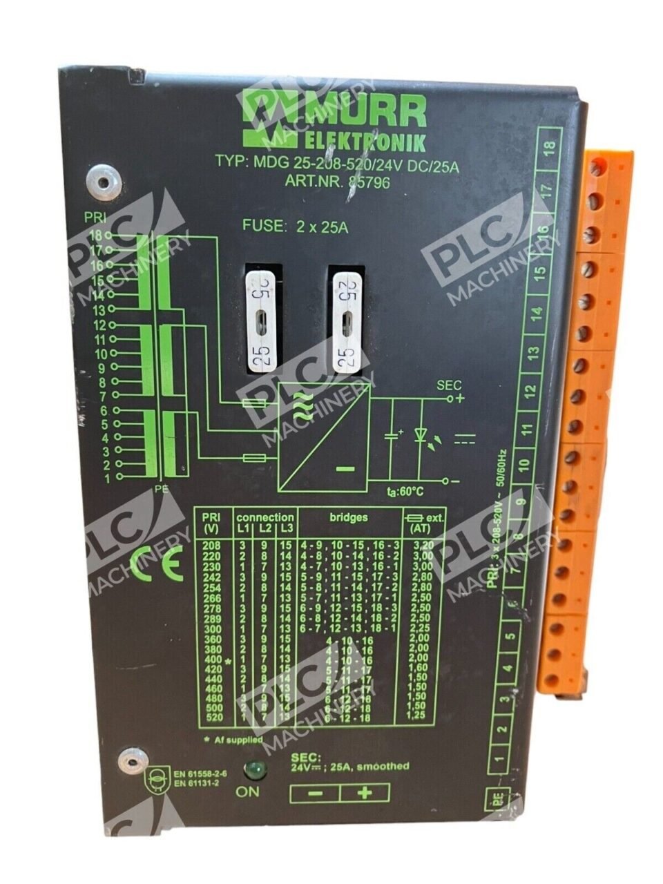 Murr Elektronik 85796 MDG 25-208-520/24V DC/25A Fuse 2 x 25A