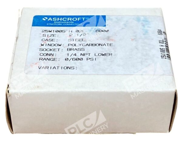 Ashcroft 1/4"NPT 0-600PSI 2-1/2" Pressure Gauge 25W1005 H 02L 600# - Image 2