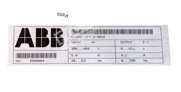ABB ACS200 5A Frequency Converter AC Drive ACS201-2P7-3-0010 - Image 3