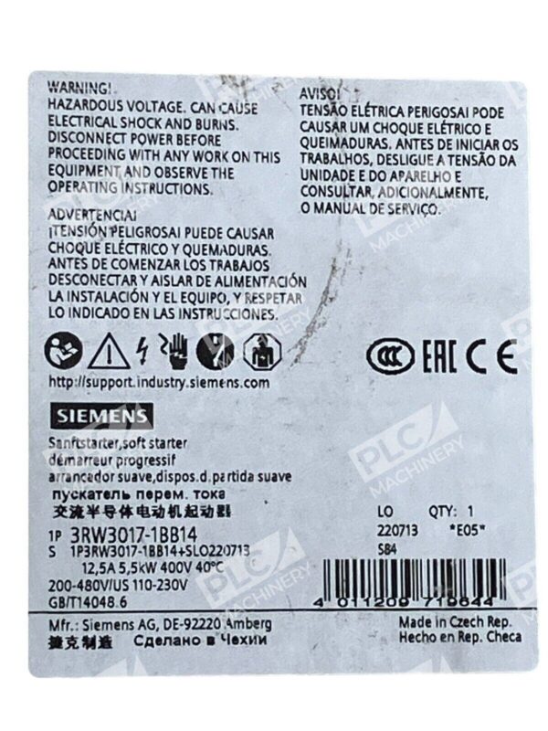 Siemens Sirius Softstart 3RW3017-1BB14 - Image 3