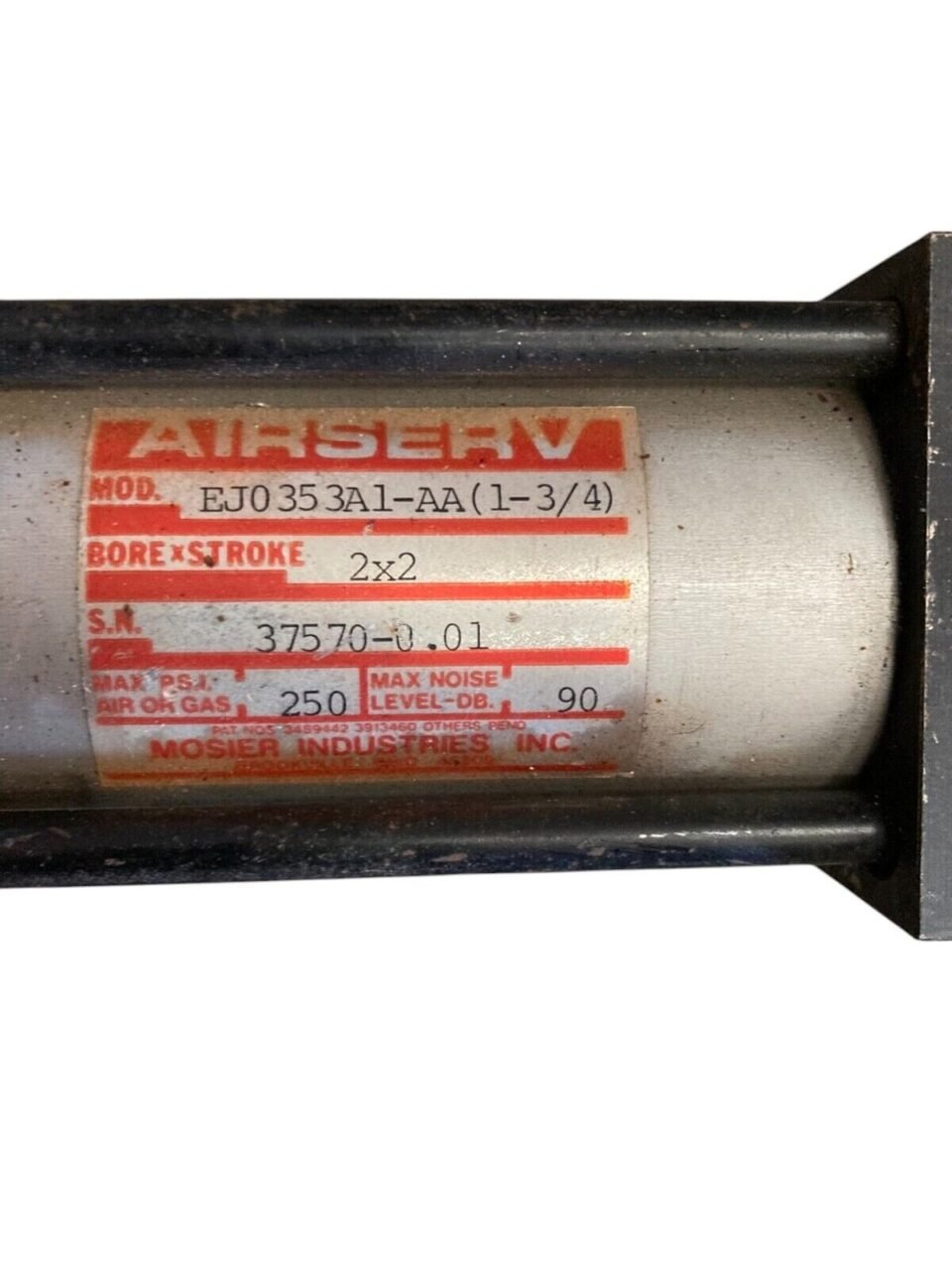 Mosier Airserv 2" Bore 2" Stroke 250PSI Pneumatic Cylinder EJ0353A1-AA(1-3/4) - Image 2