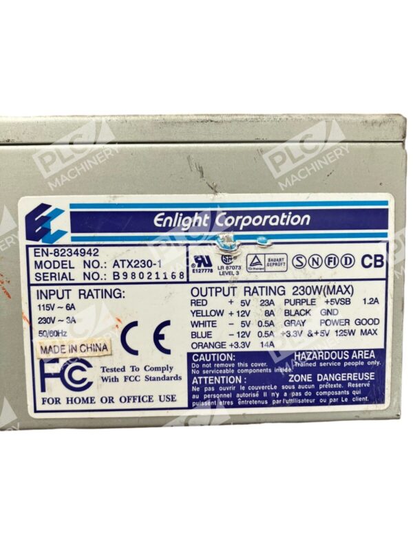 Enlight Corporation ATX230-1 PC Power Supply EN-8234942 - Image 2